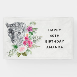 Lona Hermoso Leopard Head Exótico Cumpleaños