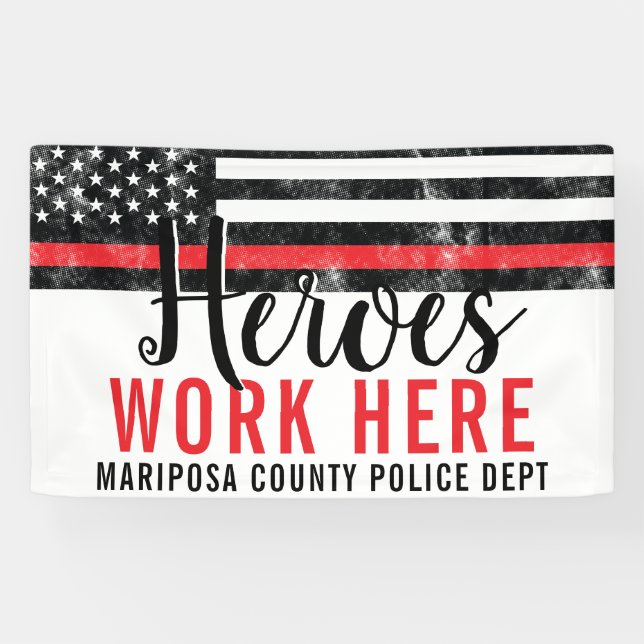 Lona Héroes de bomberos trabajan aquí Bandera de la Lín (Horizontal)