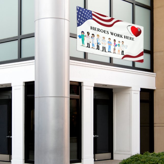 Lona Héroes personalizares Trabajar Aquí Icono Hospital (Edificio exterior)