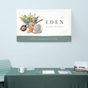 Lona Herramientas de jardinería Watercolor Garden Busin