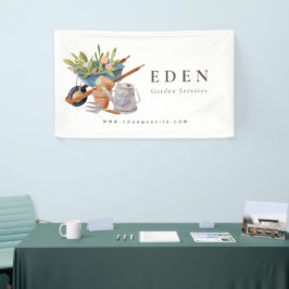 Lona Herramientas de jardinería Watercolor Garden Busin