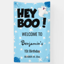 Hey Boo Blue Halloween Fantasma Fiesta de cumpleañ