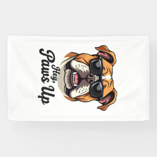 Lona Hey Paws Up Bulldog Vintage con Gafas Divertido