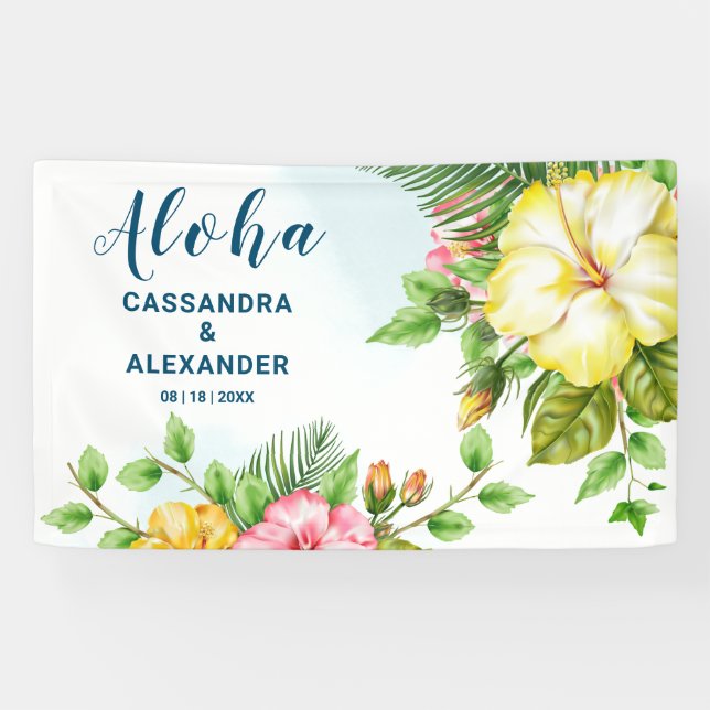Lona Hibiscus Hawai Tropical Boda Floral Fondo (Horizontal)