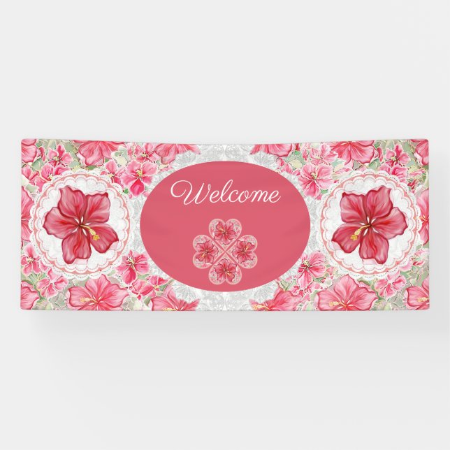 Lona Hibiscus & lace RED (Horizontal)