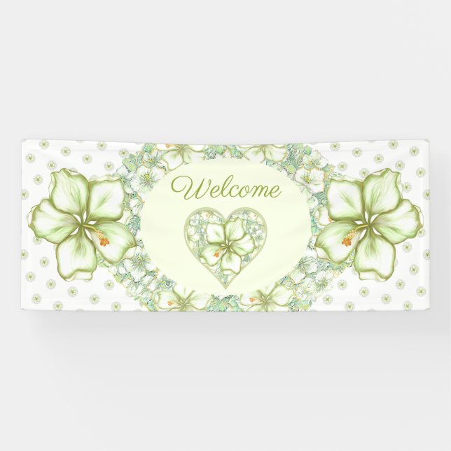 Lona Hibiscus & lace WHITE (Horizontal)
