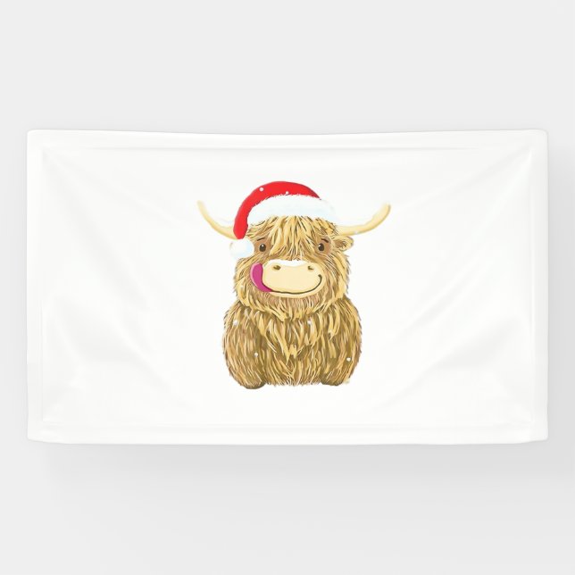 Lona Highland Cow Merry navidad camiseta de nieve Essen (Horizontal)