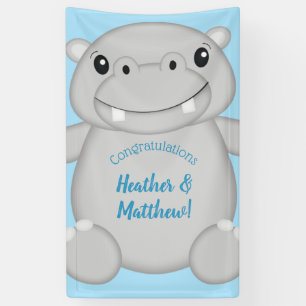 Lona Hippo Baby Shower Blue