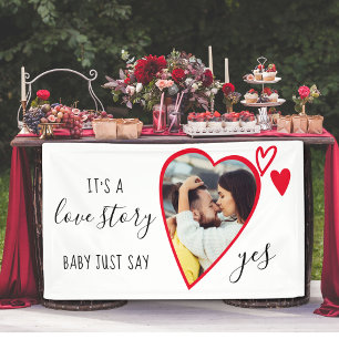 Lona Historia de amor de foto del corazón Di sí Propues