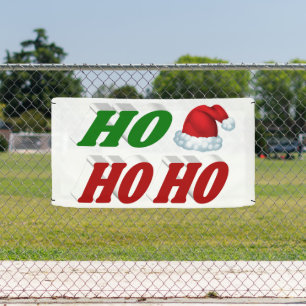 Lona Ho Ho Ho Ho Santa Hat Navidades tipografía verde r