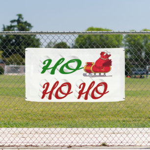 Lona Ho Ho Ho Ho Santa Sleigh Navidad guion rojo verde