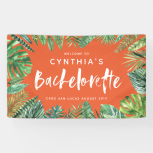 Lona Hoja de palmera tropical y soltera de escritura