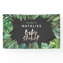 Hoja tropical de palma y guión dorado ducha de beb