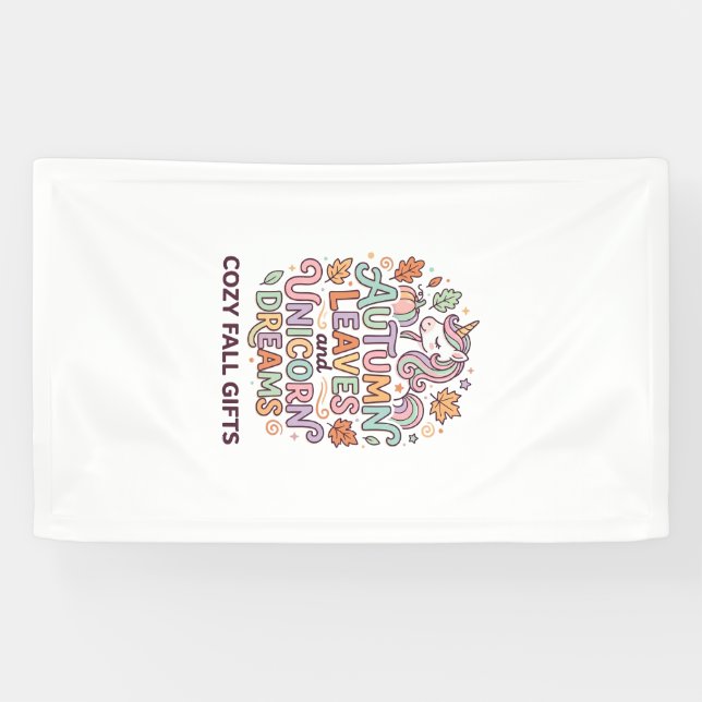 Lona Hojas de otoño de unicornio y sueños de unicornio  (Horizontal)