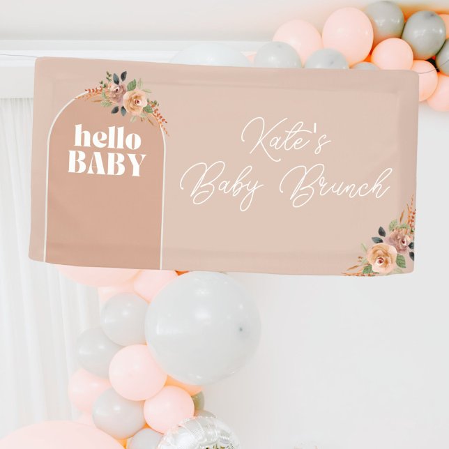 Lona Hola bebé, Boho Modern Baby Shower (Subido por el creador)