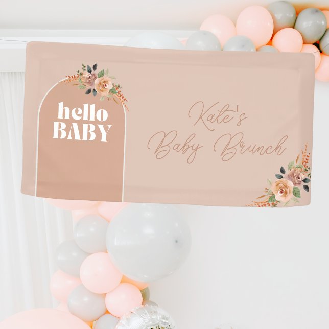 Lona Hola bebé, Boho Modern Baby Shower (Subido por el creador)