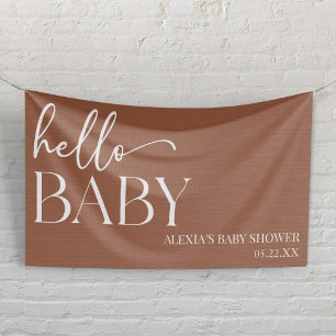 Lona Hola Bebé Fiesta de Baby Shower Bohemio Boho Marró