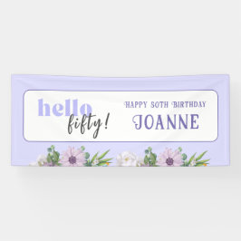 Lona Hola Cincuenta, año Personalizado y nombre Delicat