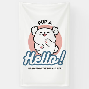 Lona ¡Hola! - Diseño feliz de Personalizados de perros