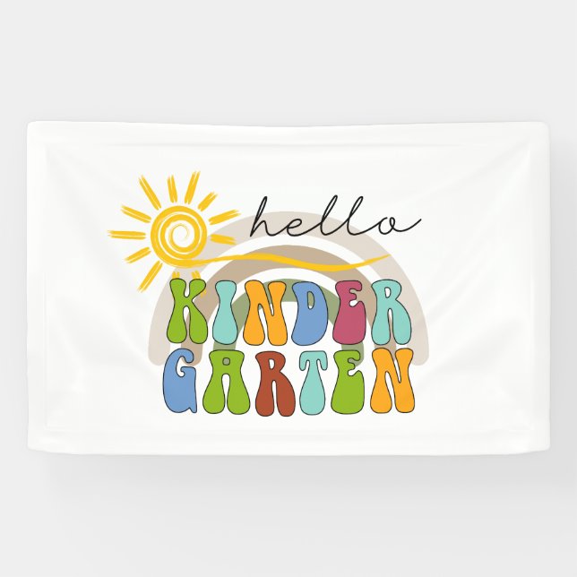 Lona Hola Kindergarten para niños y Chicas bebé (Horizontal)