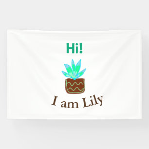 Lona Hola soy Lily cactus succulum añadir nombre acuare