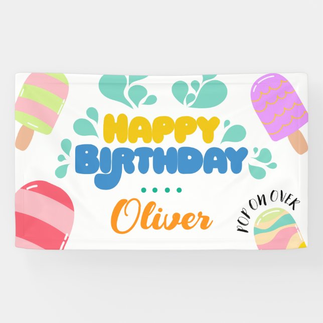 Lona ¡Hola, verano! Banner de invitación a fiestas de p (Horizontal)