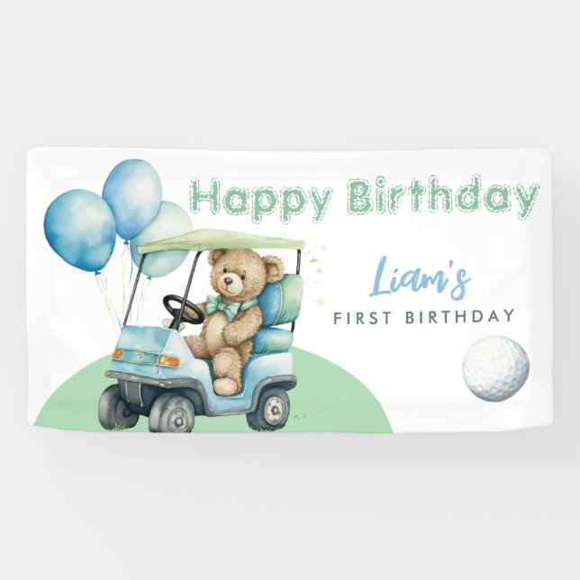 Lona Hole In One Golf Boy First Birday Par-Tee Banner (Horizontal)
