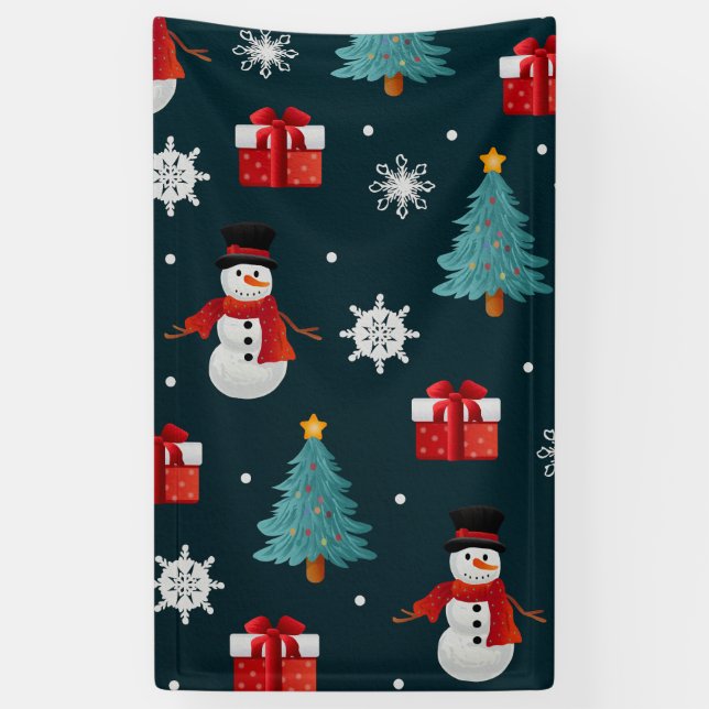 Lona Holiday Snowmen Christmas Trees and Gifts Pattern (Vertical)