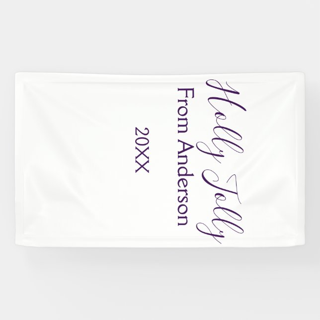 Lona Holly Jolly holidays add name family year purple s (Horizontal)