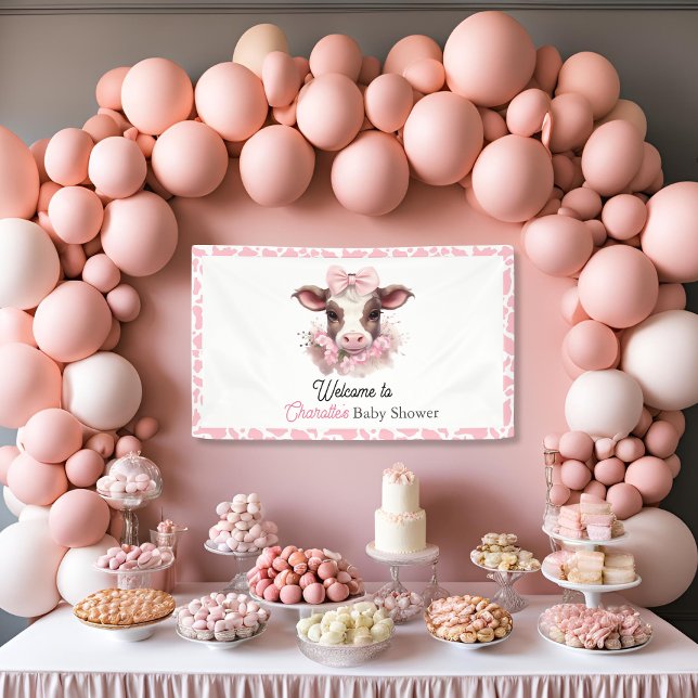 Lona Holy Cow Pink Boho Baby Shower (Holy Cow Baby Girl Baby Shower Welcome Banner)