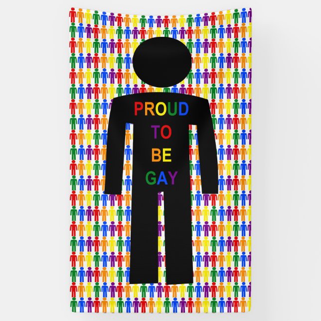 Lona Hombre gay LGBTQ Silhouette y hombres arcoiris (Vertical)