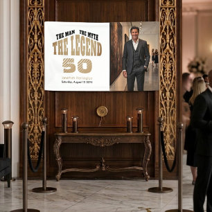 Lona Hombre Mito Leyenda Lujo Negro Oro 50 Bienvenida