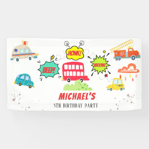 Lona Honk beep vroom vehículos felices cumpleaños