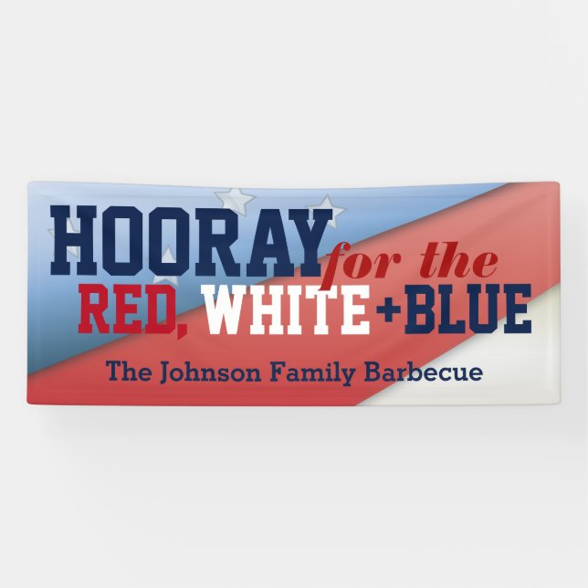 Lona Hooray para la bandera patriótica de la barbacoa (Horizontal)