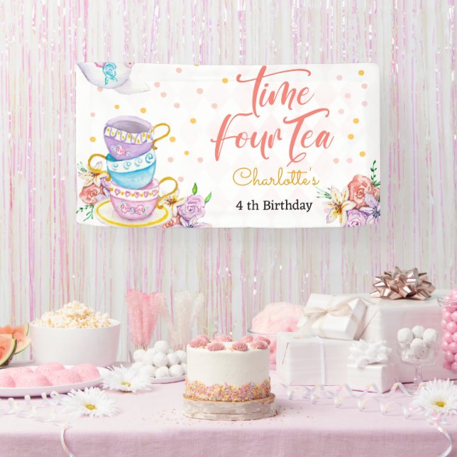Lona Hora cuatro té, cuarto cumpleaños de té (Fiesta)