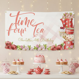Lona Hora cuatro té, té florido cumpleaños
