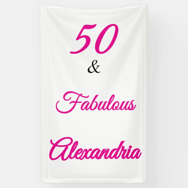 Lona Hot Pink Black 50 & Fabulous 50th  Birthday  (Vertical)