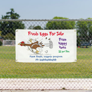 Lona Huevos de personalizado de gallinas graciosas, señ
