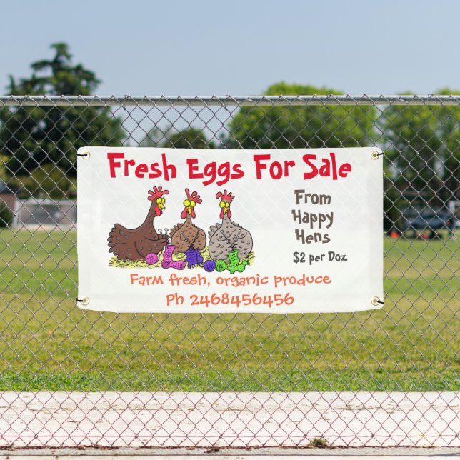 Lona Huevos de personalizado de gallinas graciosas, señ (in situ)