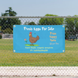 Lona Huevos de personalizado de gallinas graciosas, señ