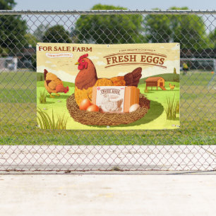 Lona Huevos Frescos De Granja A La Venta Pollos Corral 