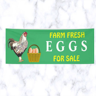 Lona Huevos Frescos De Granja Editables Para La Venta