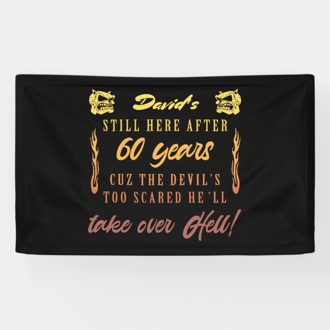 Lona Humor de cumpleaños número 60 masculino (Horizontal)