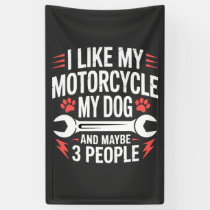 Lona Humor de dueño de perro en motocicleta