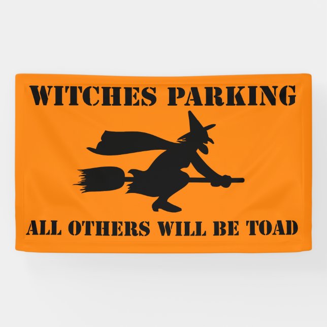 Lona Humor de estacionamiento para brujas de Halloween (Horizontal)
