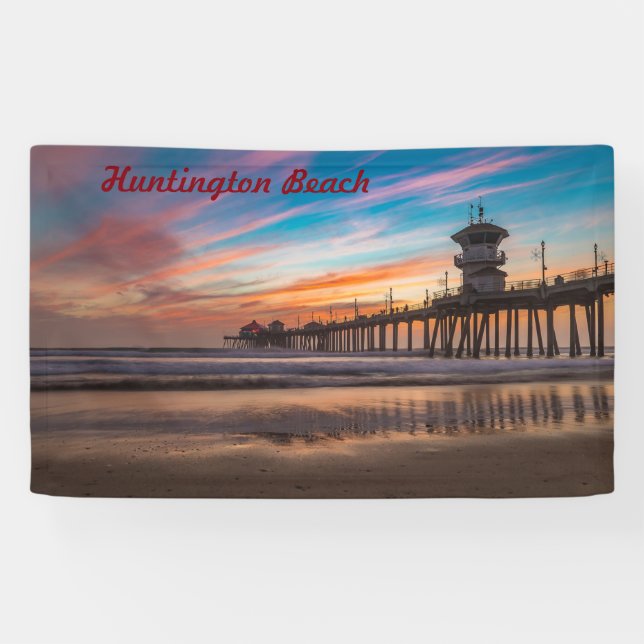 Lona Huntington Beach Pier al atardecer (Horizontal)