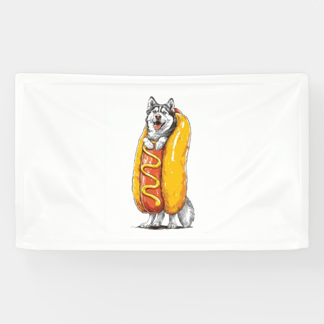 Lona Husky de perro caliente - Divertido disfraz de com (Horizontal)