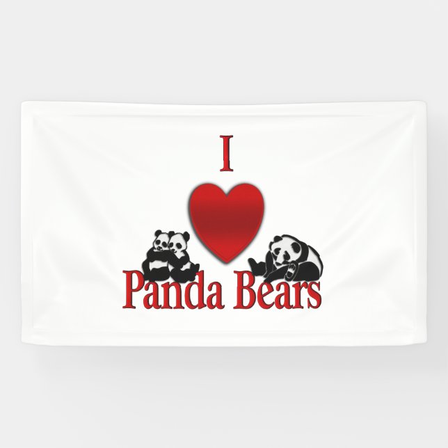 Lona I Heart Panda Bears Fun (Horizontal)