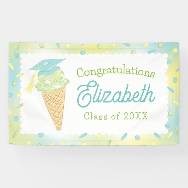 Lona Ice Cream Graduation Party Blue Green (Horizontal)