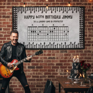 Lona Ícono Rockstar de 60 años de cumpleaños ENVEJECIDO